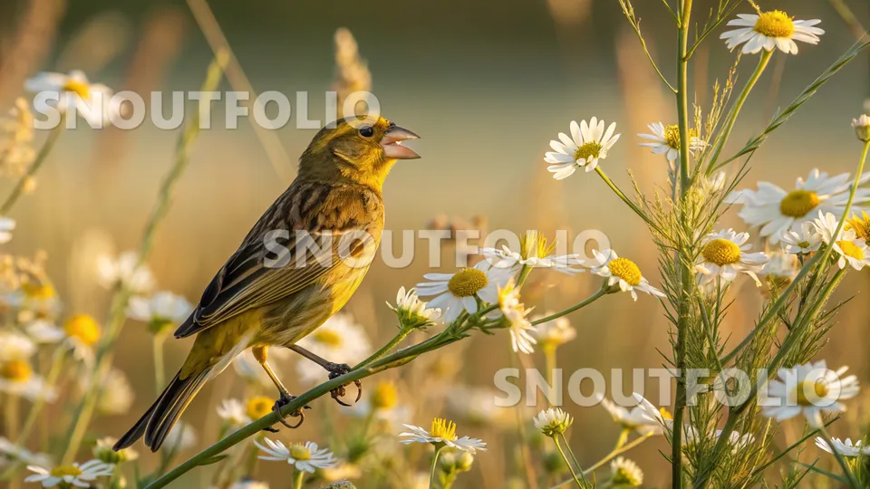 Elegant Stride of the Bronze Mosaic Canary