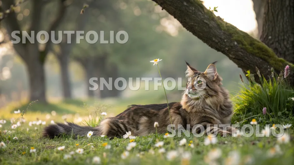 Lively Gaze of the Maine Coon Tabby