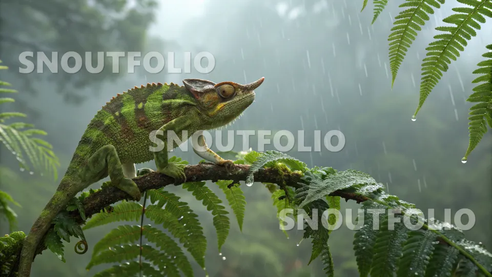 Calm Portrait of the Jackson's Chameleon