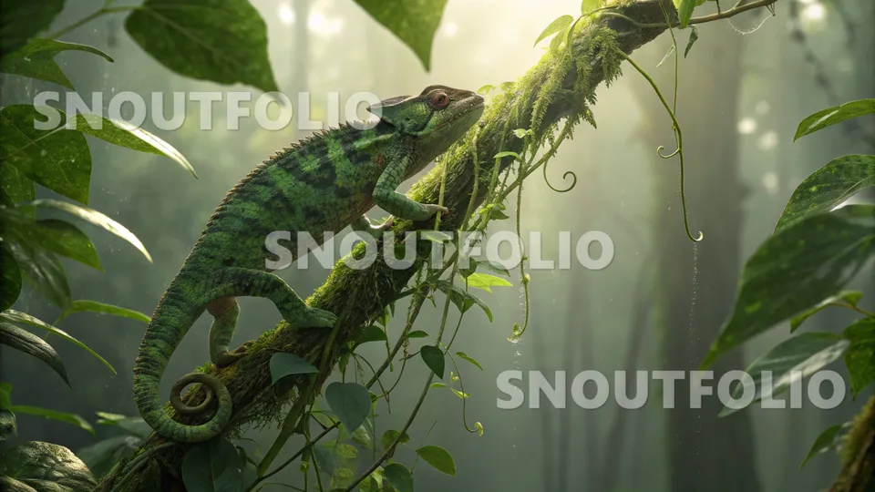 Radiant Pose of the Meller's Chameleon