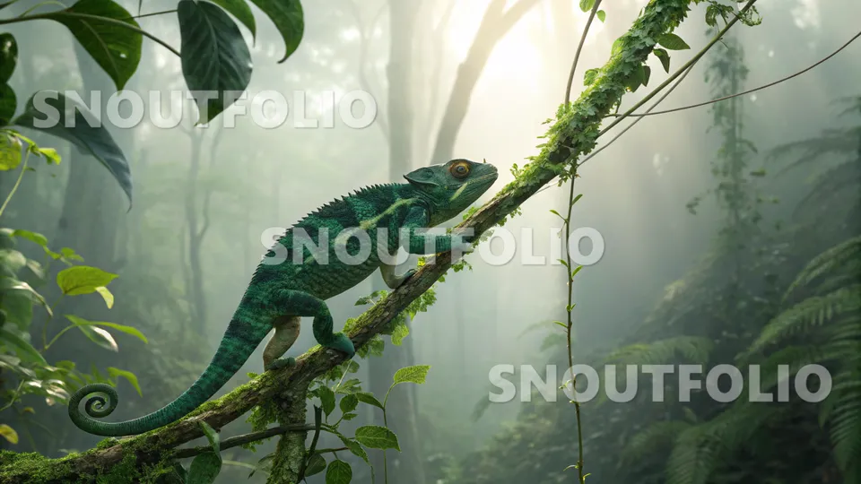 Playful Pose of the Meller's Chameleon