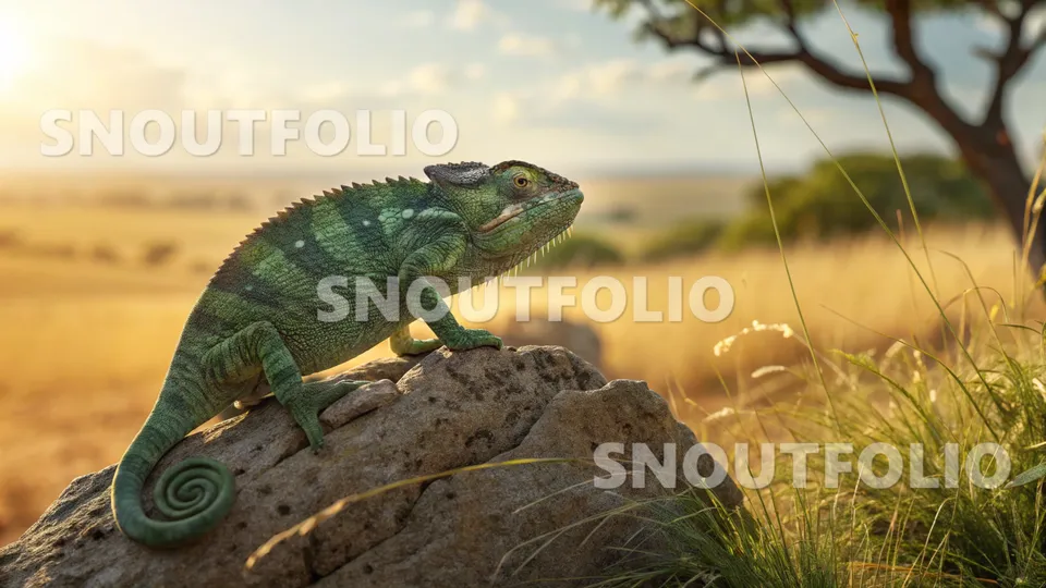 Curious Glimpse of the Meller's Chameleon