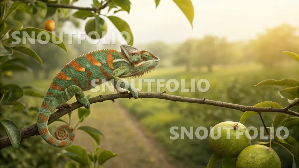 Bright Stride of the Veiled Chameleon