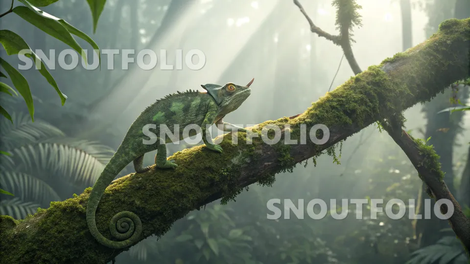Golden Presence of the Jackson's Chameleon