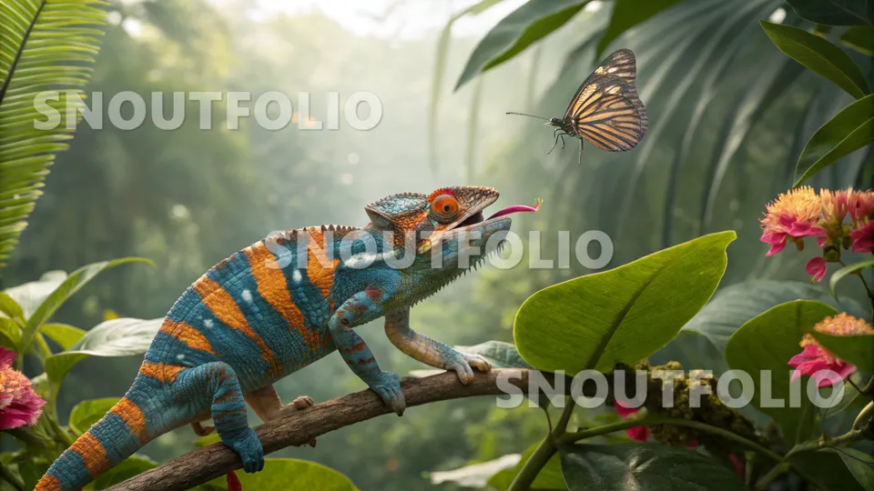 Quiet Silhouette of the Panther Chameleon