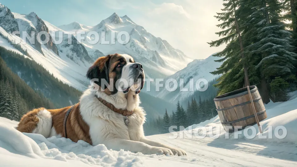Elegant Pose of the Saint Bernard