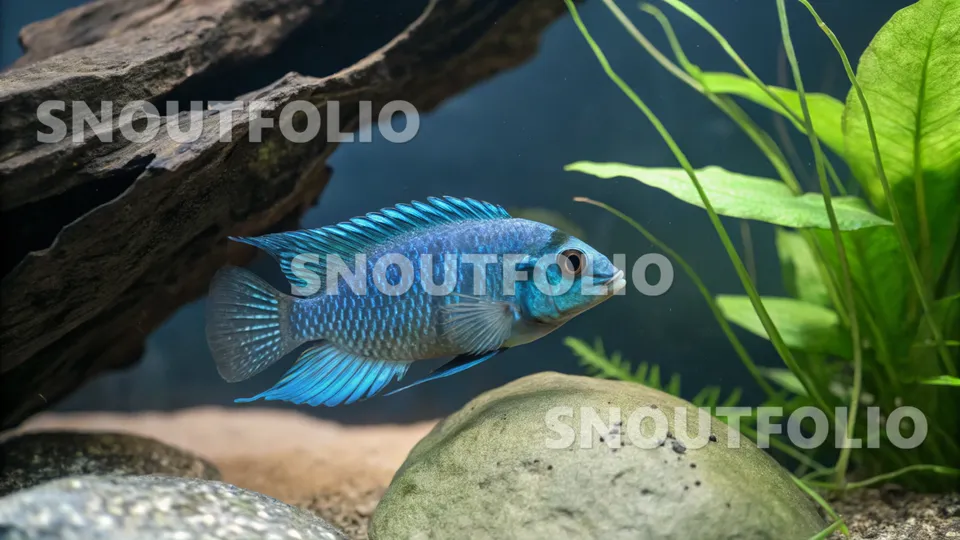 Calm Whiff of the Electric Blue Acara