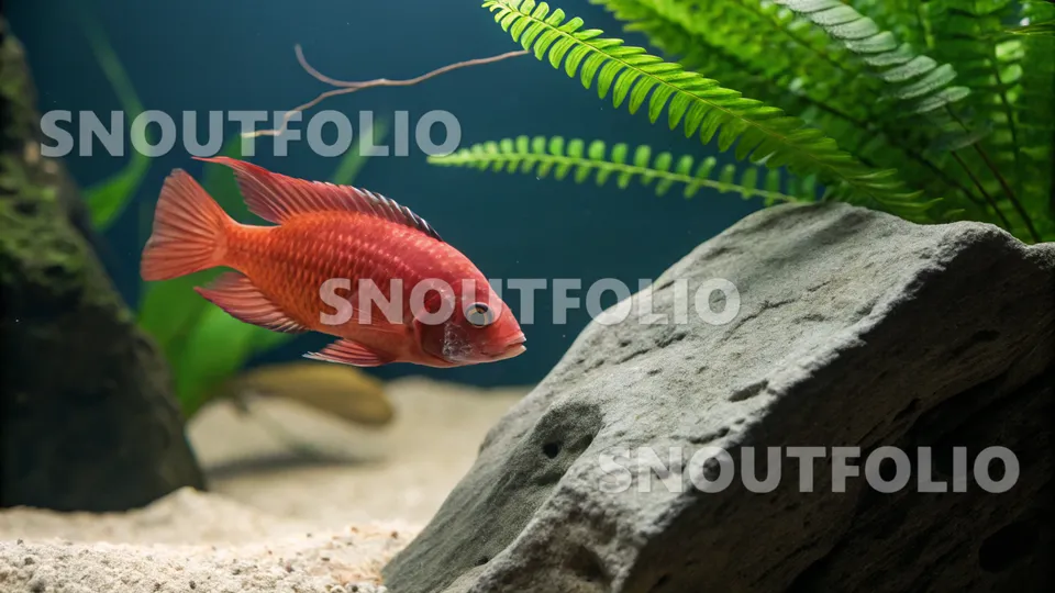 Serene Sight of the Red Ram Cichlid