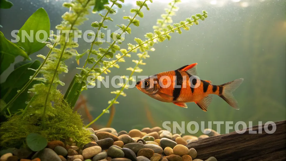 Wild Silhouette of the Orange Tiger Barb