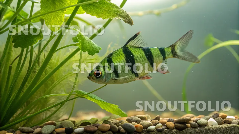 Playful Charm of the Green Tiger Barb