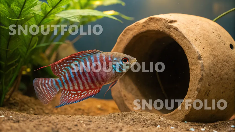 Golden Gaze of the Dwarf Gourami