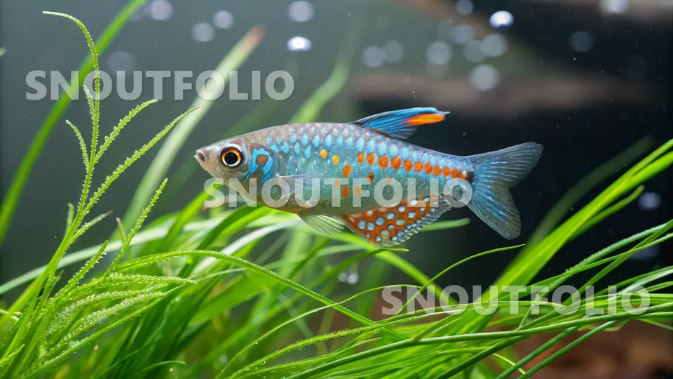 Playful Glimpse of the Celestial Pearl Danio