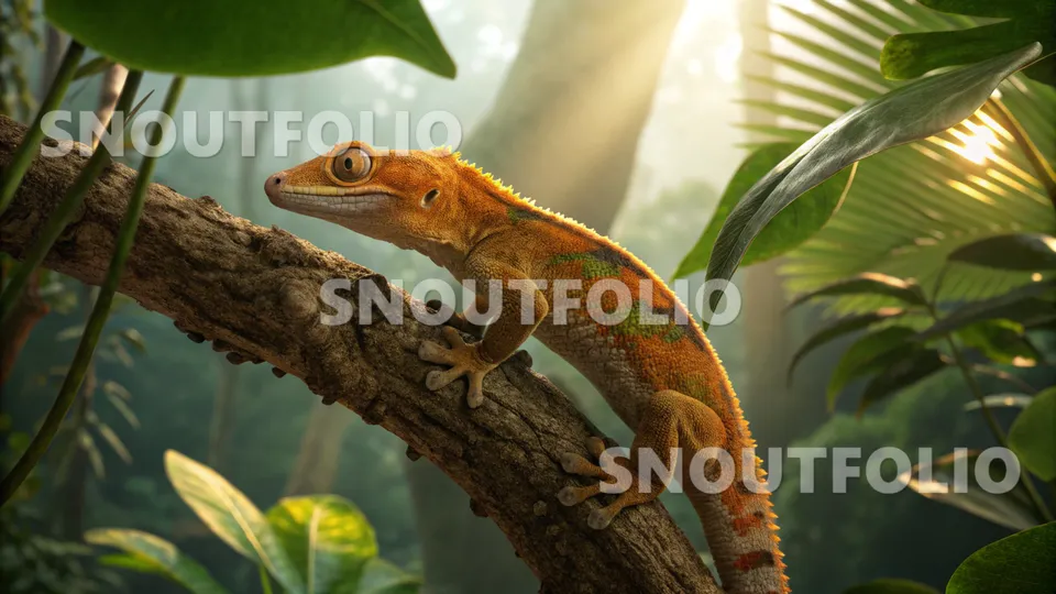 Lively Portrait of the Crested Gecko