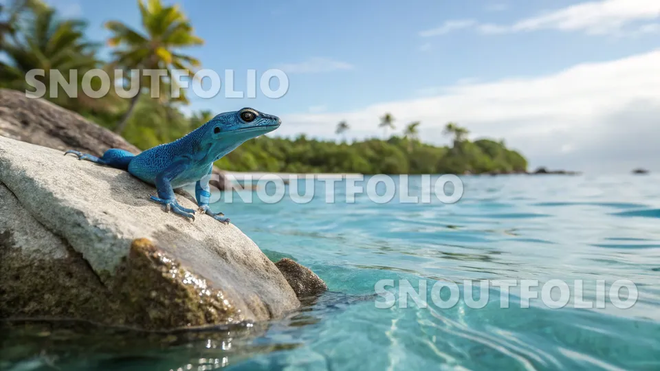 Radiant Portrait of the Electric Blue Gecko