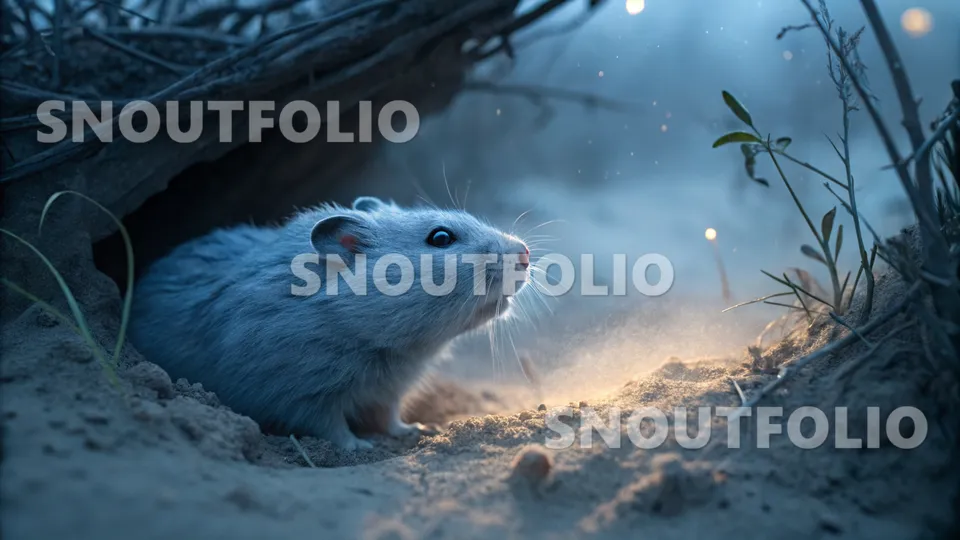 Playful Gaze of the Moonfrost Hamster