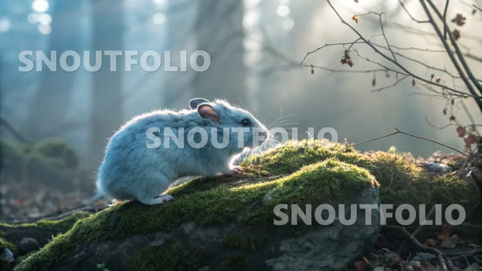 Playful Silhouette of the Frostbloom Campbell’s Hamster