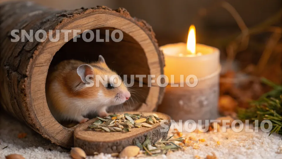 Serene Wanderer of the Amber Veil Hamster