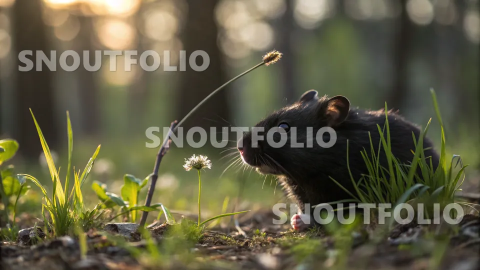 Cheerful Whimsy of the Ebony Sprout Hamster