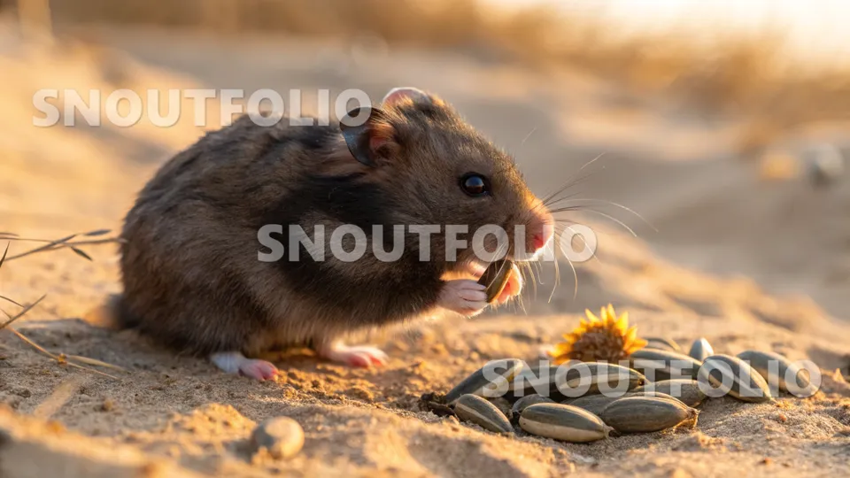 Lively Portrait of the Sable Syrian Hamster