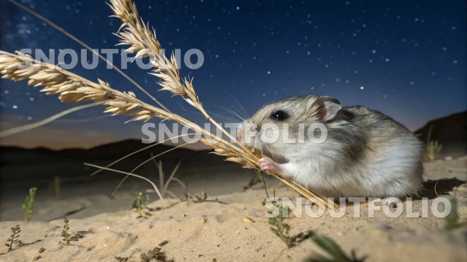 Golden Whimsy of the Moonlit Roborovski Hamster