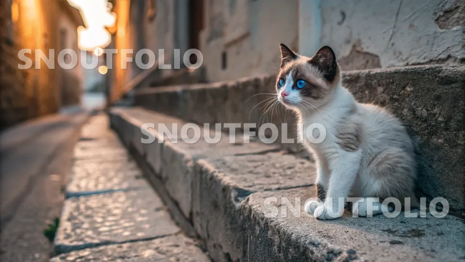Graceful Gaze of the Snowshoe-Siamese Mix
