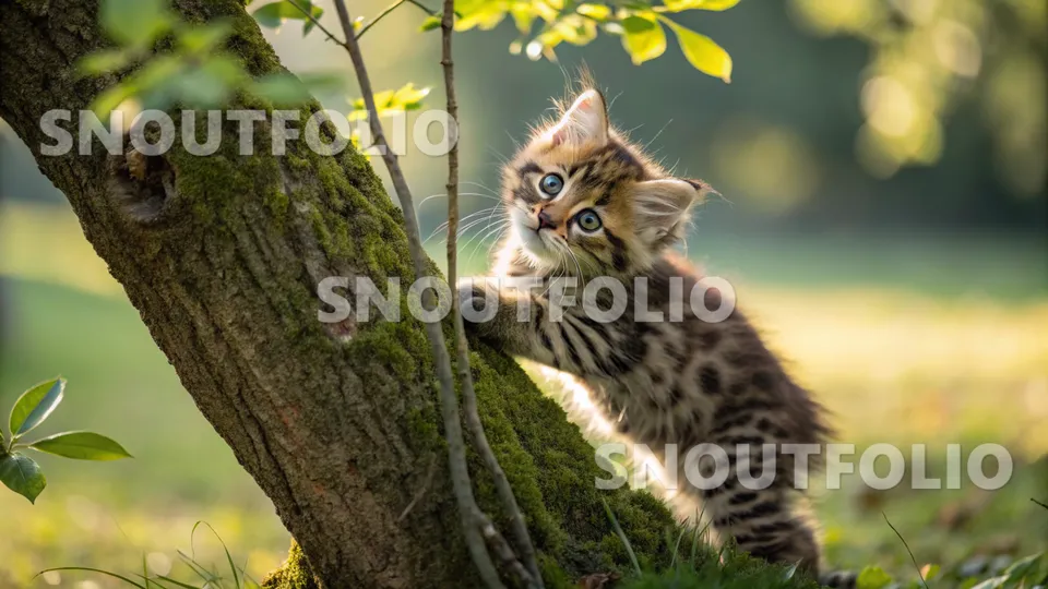 Serene Pose of the Norwegian Forest Cat-Bengal Mix