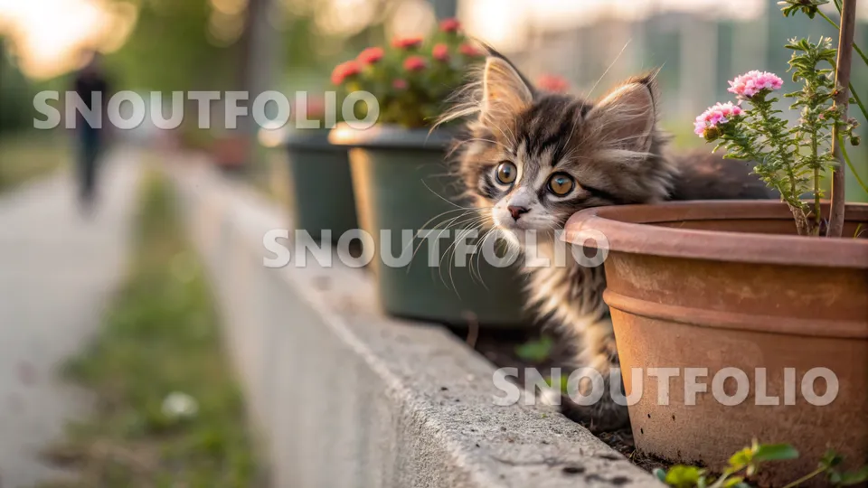 Playful Silhouette of the Munchkin-Norwegian Forest Cat Mix