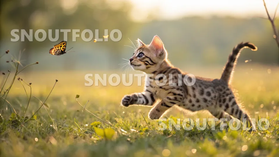 Gentle Portrait of the American Curl-Bengal Mix