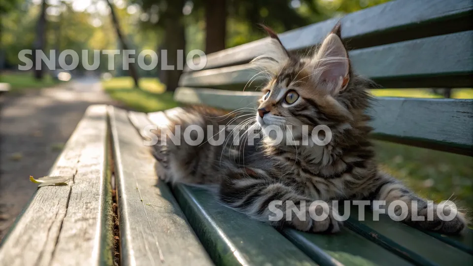 Quiet Portrait of the American Shorthair-Maine Coon Mix