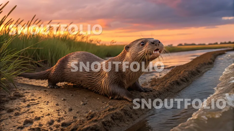 Lively Silhouette of the North American river otter