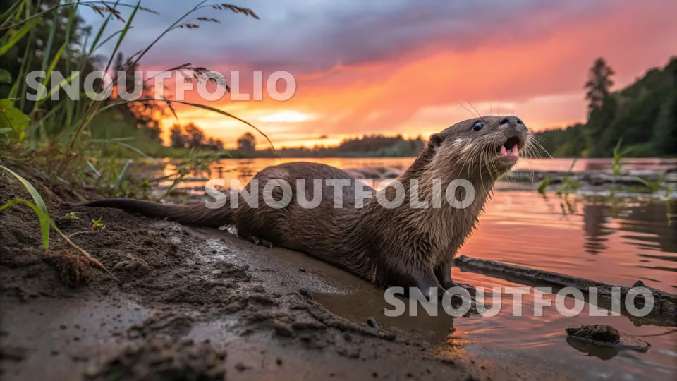Bold Silhouette of the North American river otter