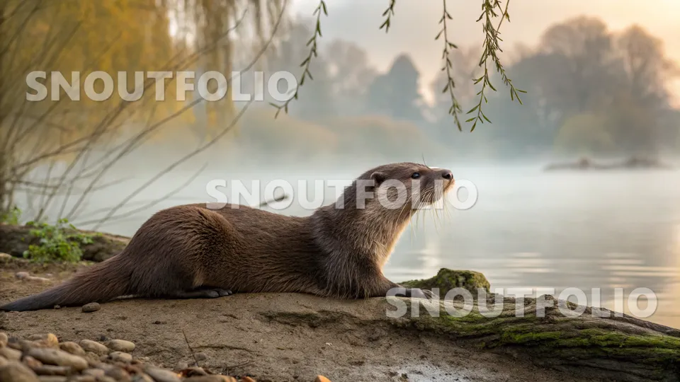 Calm Silhouette of the Marine otter