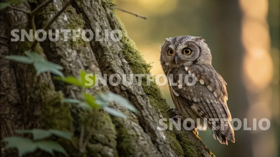 Golden Aura of the Oriental Scops Owl