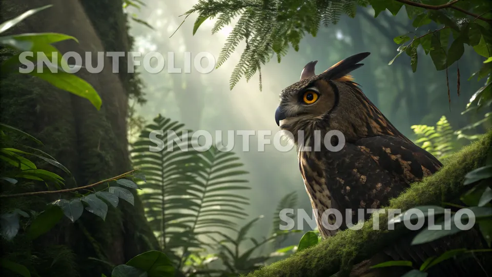 Curious Portrait of the Fraser's Eagle-Owl