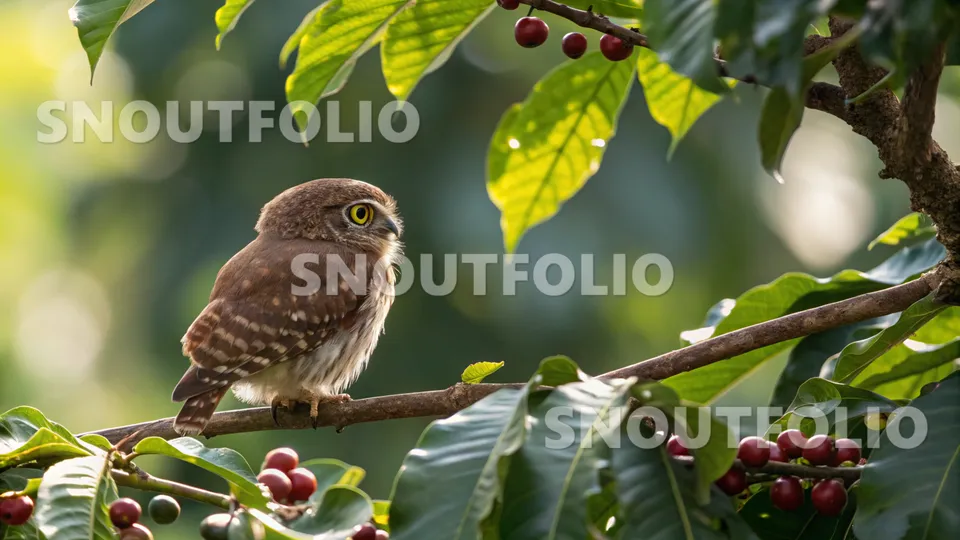 Lively Silhouette of the Cuban Pygmy Owl