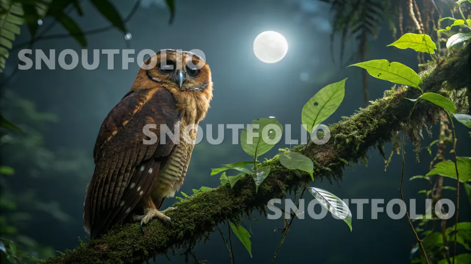 Bright Silhouette of the Malayan Wood Owl