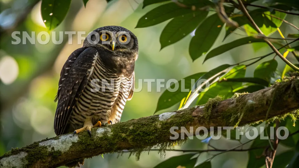 Gentle Flare of the Black-banded Owl
