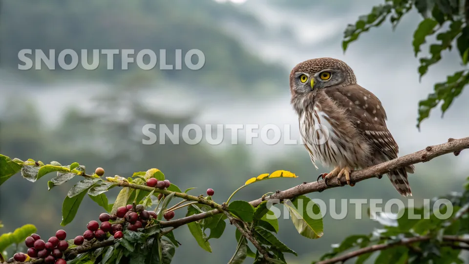 Golden Portrait of the Guatemalan Pygmy Owl