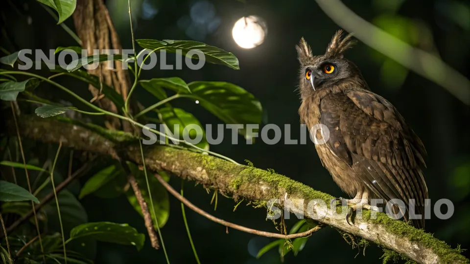 Vivid Sight of the Crested Owl
