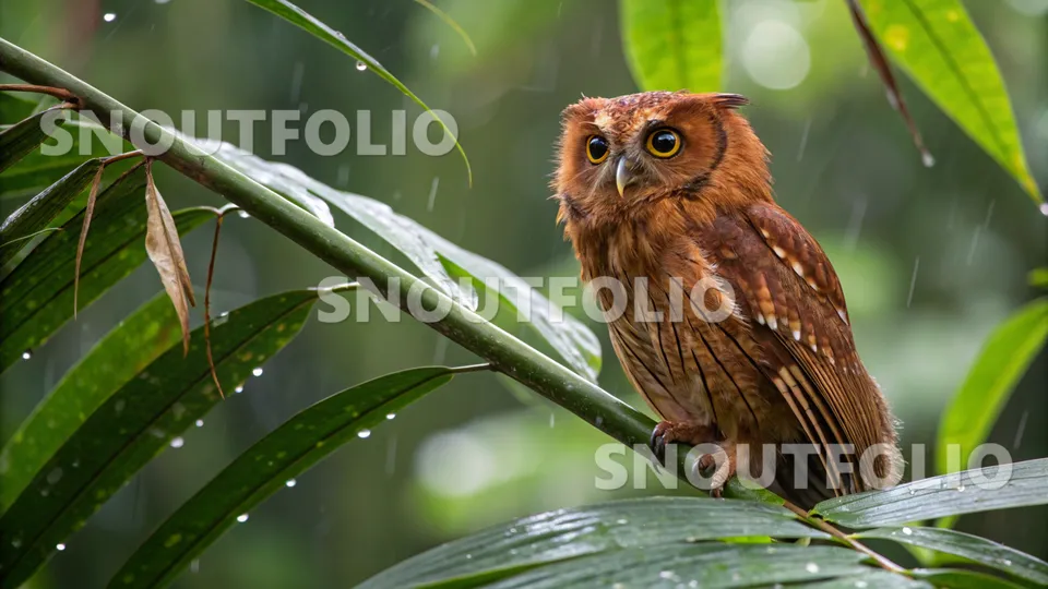 Golden Glimpse of the Otus madagascariensis