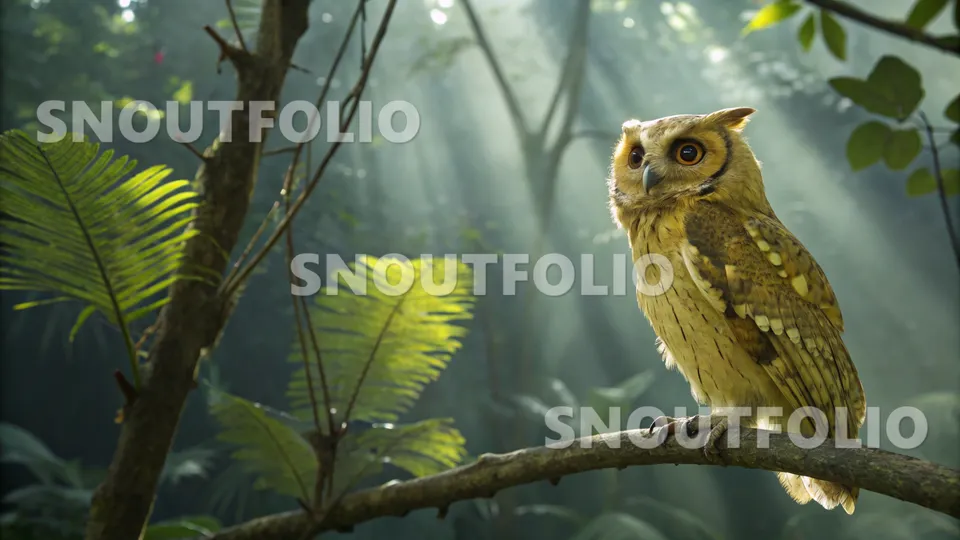 Vivid Pose of the Otus icterorhynchus