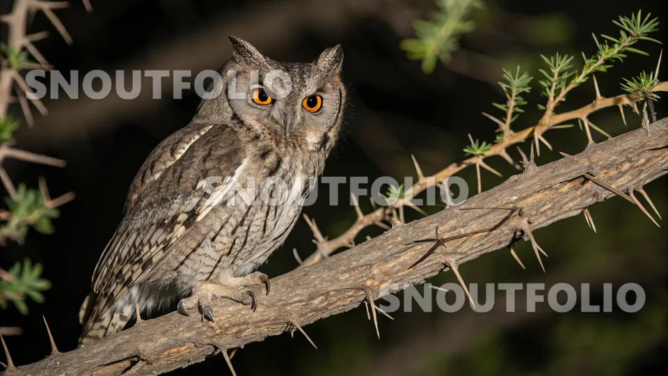 Silent Pose of the Otus senegalensis