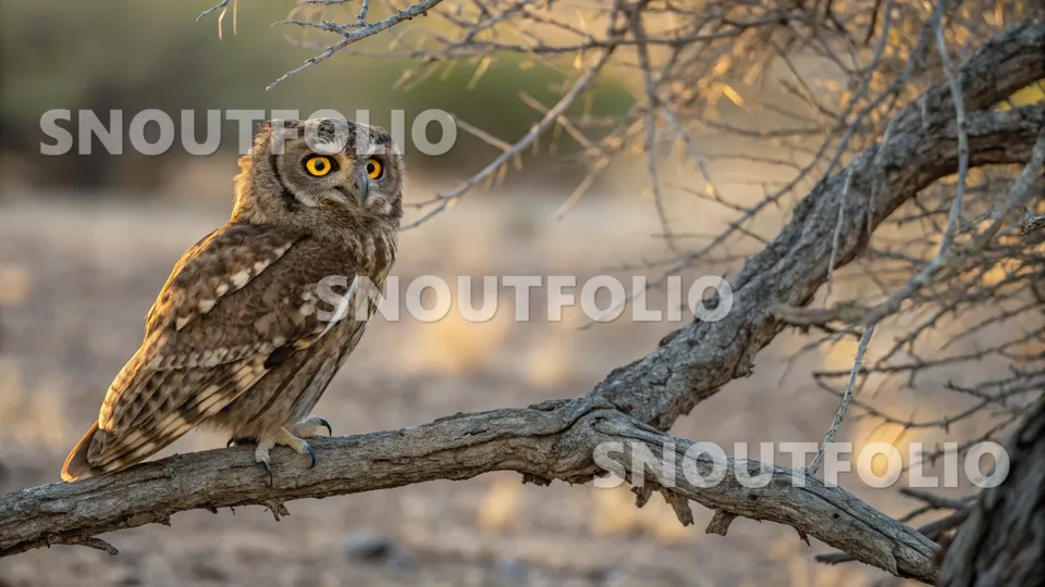 Wild Silhouette of the Otus hoyi