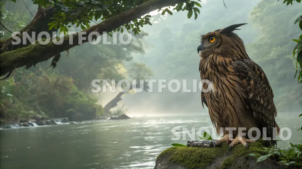 Gentle Portrait of the Malayan Fish Owl