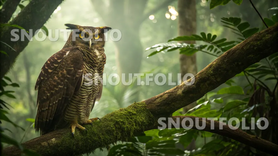 Gentle Pose of the Barred Eagle-Owl