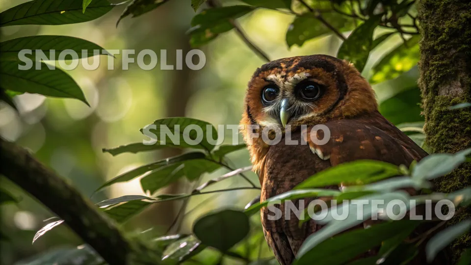 Quiet Portrait of the Brown Wood Owl