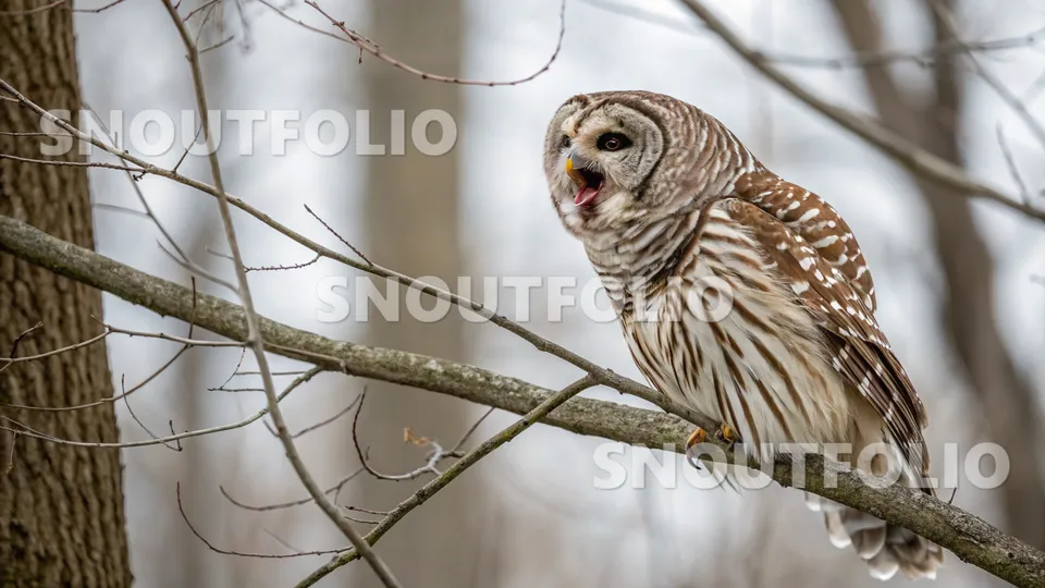 Silent Glimpse of the African Barred Owl