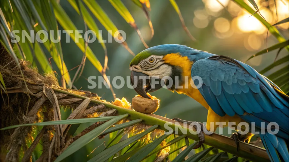 Serene Journey of the Blue-and-Yellow Macaw