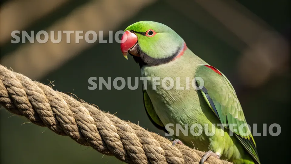 Charming Portrait of the Alexandrine Parakeet