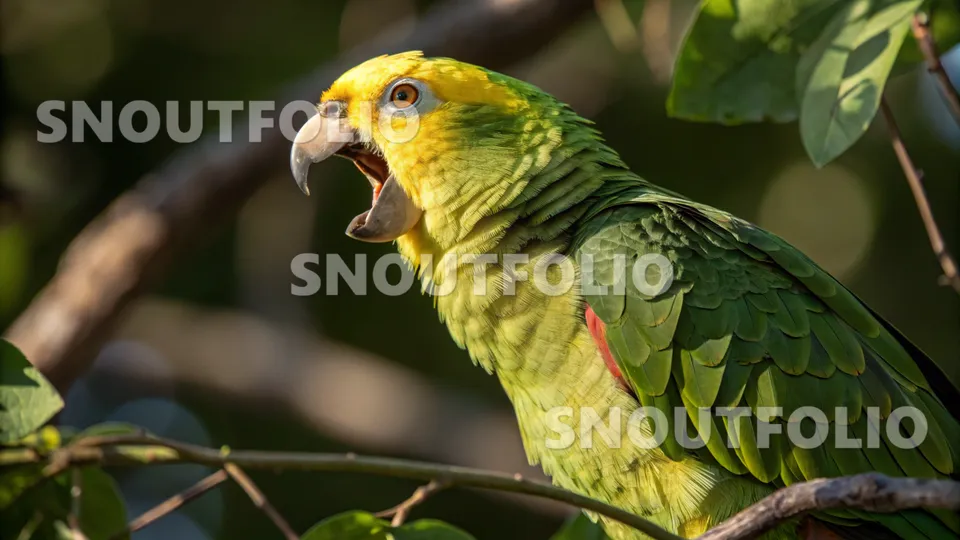 Lively Silhouette of the Yellow-headed Parrot